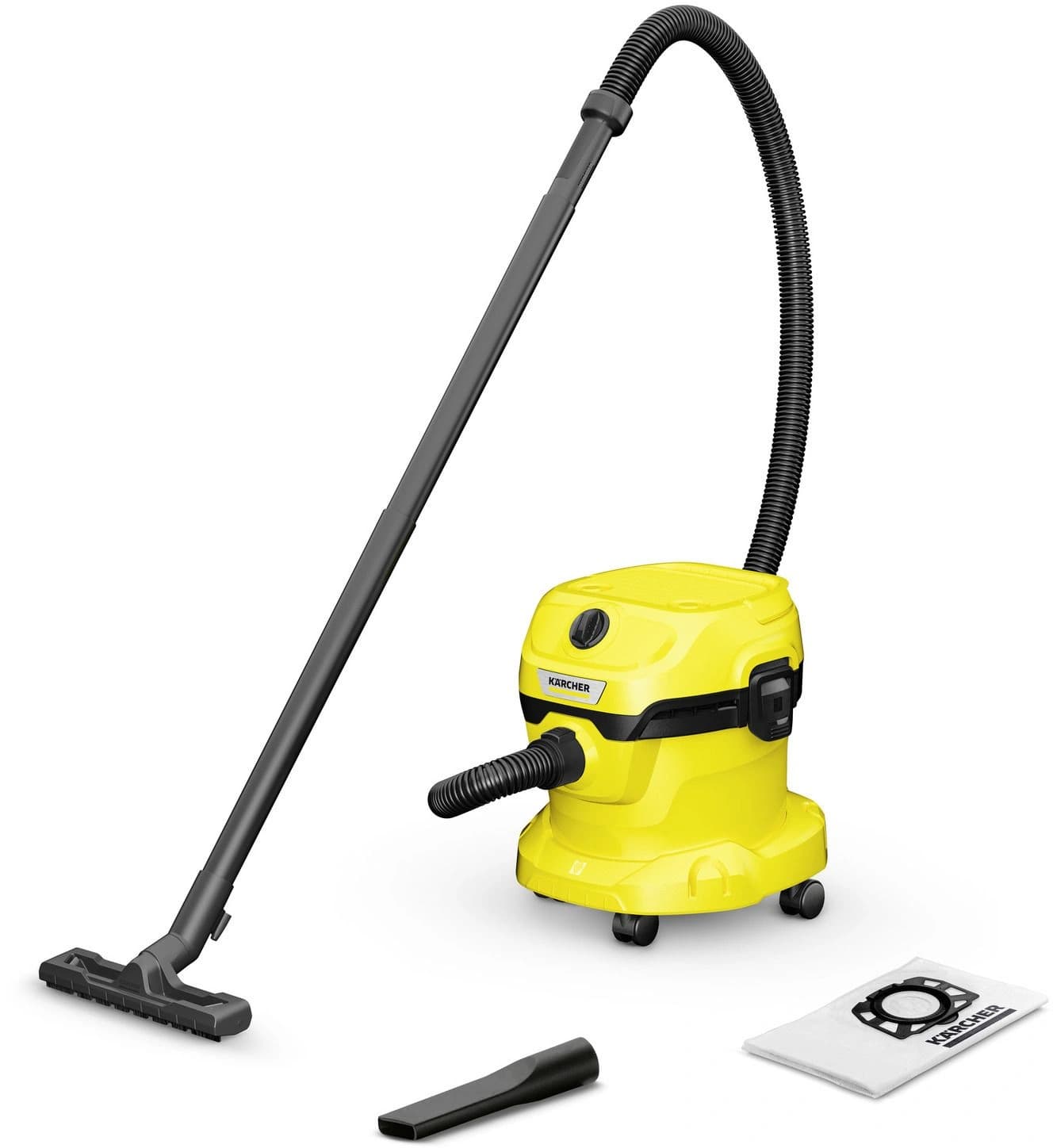 Строительный пылесос Karcher WD 2 Plus V-12/4/18 1000Вт (уборка: сухая/влажная/выдув/сбор воды) желтый
