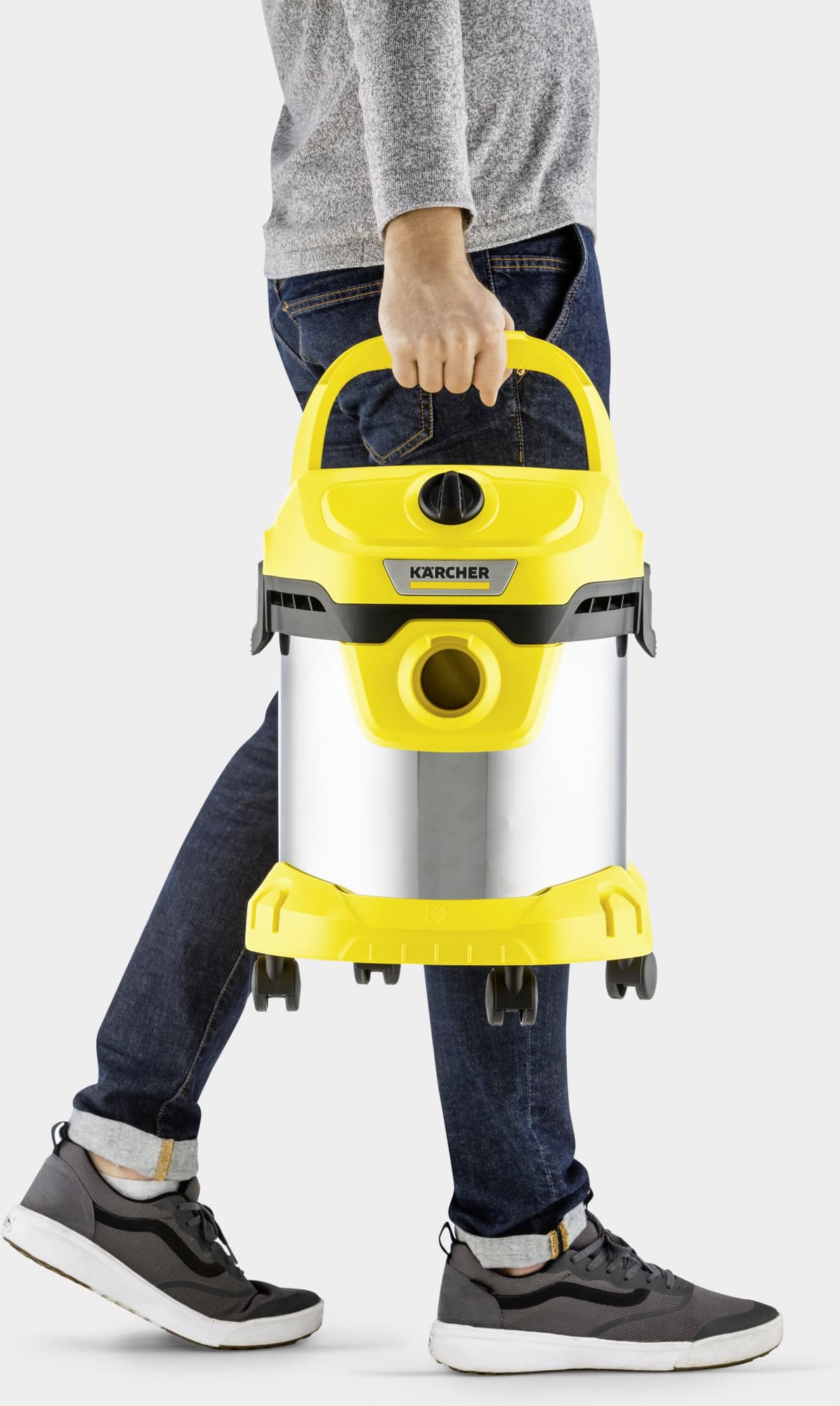 Строительный пылесос Karcher WD 2 Plus S V-15/4/18 1000Вт (уборка: сухая/влажная/выдув/сбор воды) желтый - фото 3