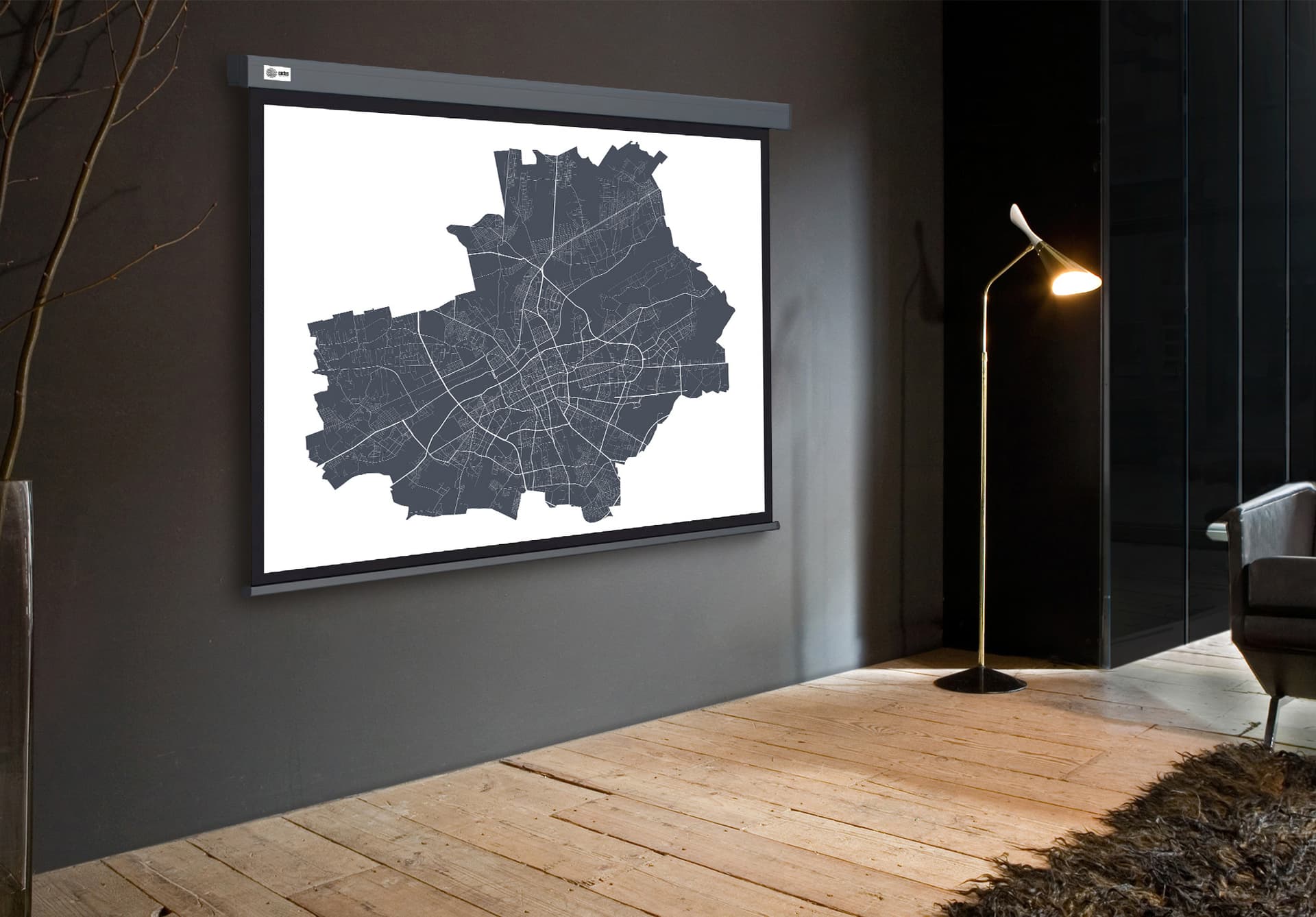 Экран Cactus 100" 180x180см Wallscreen CS-PSW-180X180-SG 1:1 настенно-потолочный рулонный серый - фото 4
