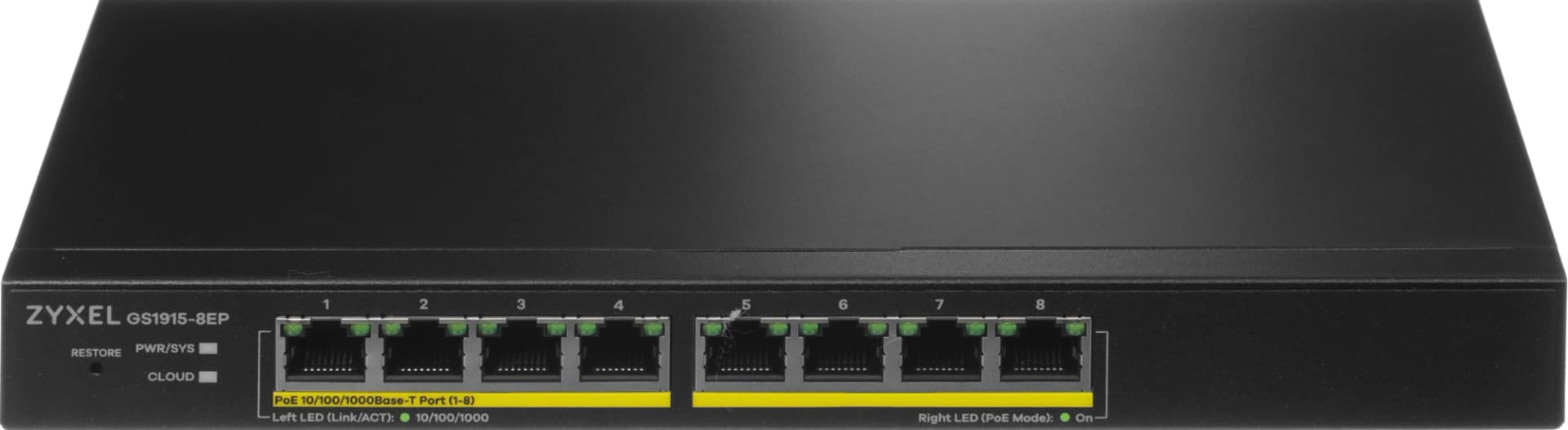 Коммутатор Zyxel GS1915-8EP-EU0101F (L2) 8x1Гбит/с 8PoE+ 60W управляемый