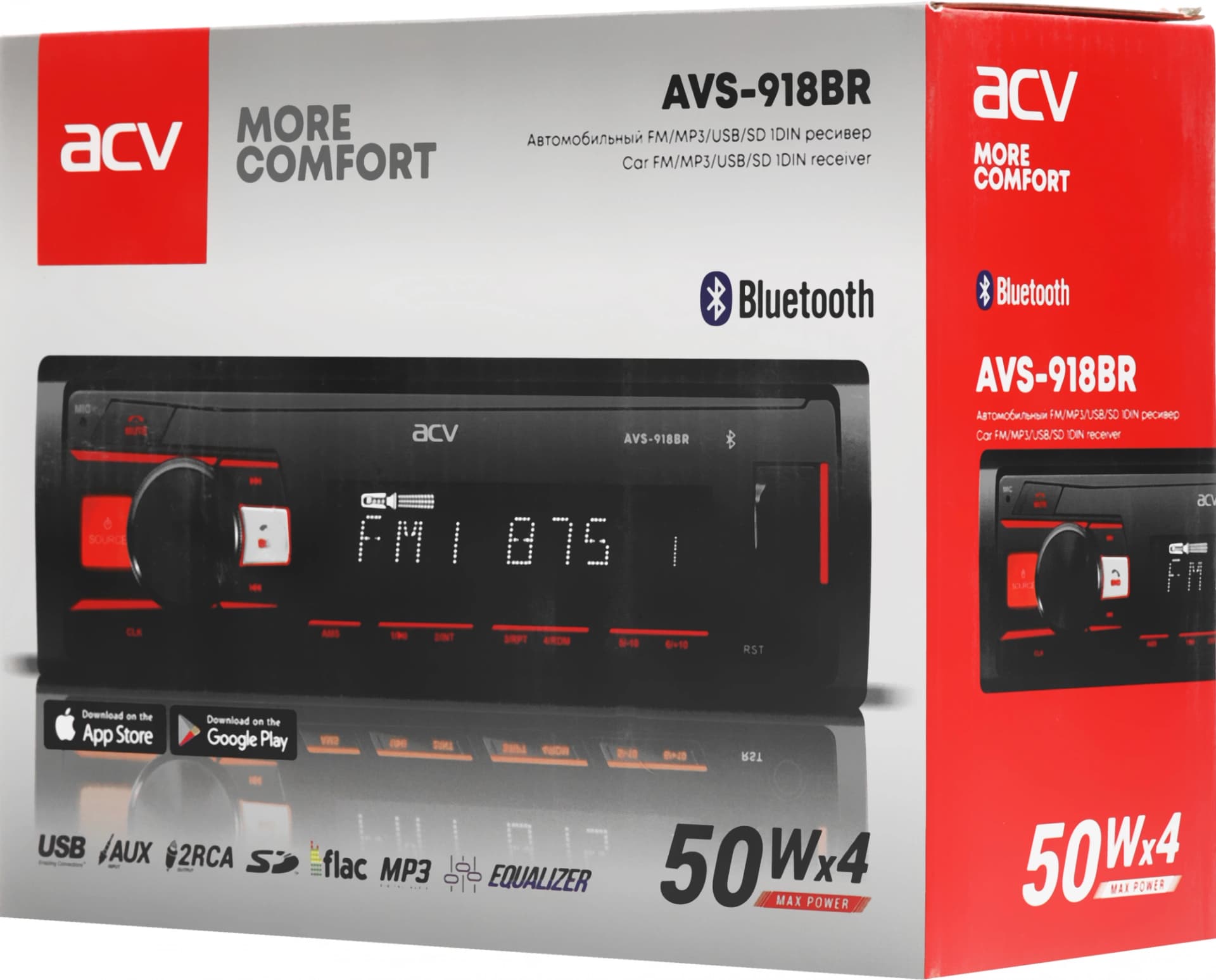 Автомагнитола ACV AVS-918BR 1DIN 4x50Вт (37624) - фото 1