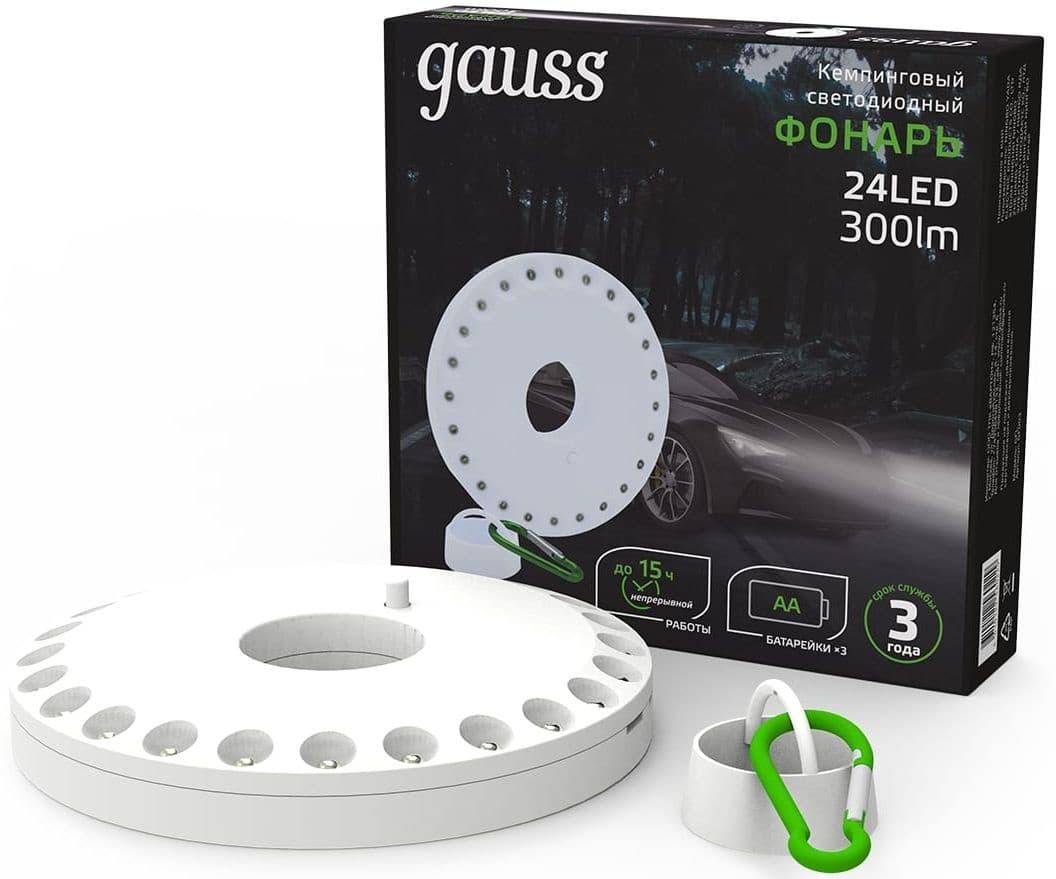 Фонарь походный Gauss GFL003 белый 24Вт лам.:светодиод. AAx3 (GF003) - фото 2