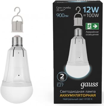 Лампа светодиодная Gauss 102002212 12Вт цок.:E27 груша 220B св.свеч.бел.нейт. (упак.:1шт) - фото 2