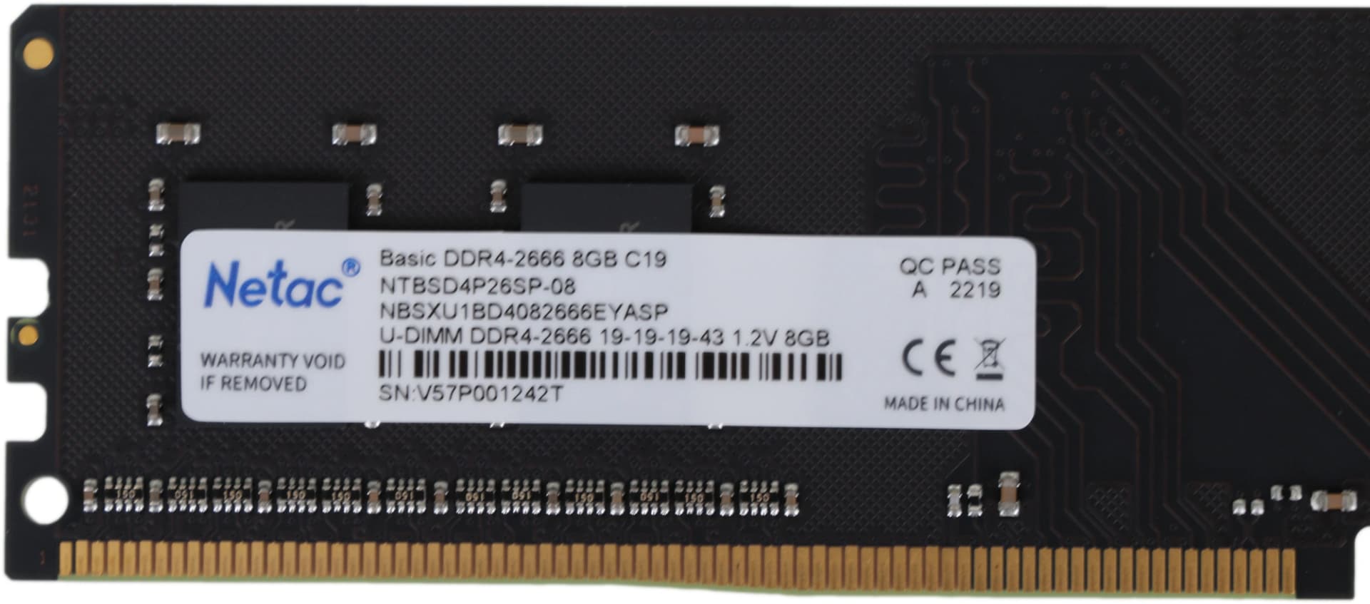 Память DDR4 8Gb 2666MHz Netac NTBSD4P26SP-08 Basic RTL PC4-21300 CL19 DIMM 288-pin 1.2В single rank Ret - фото 3