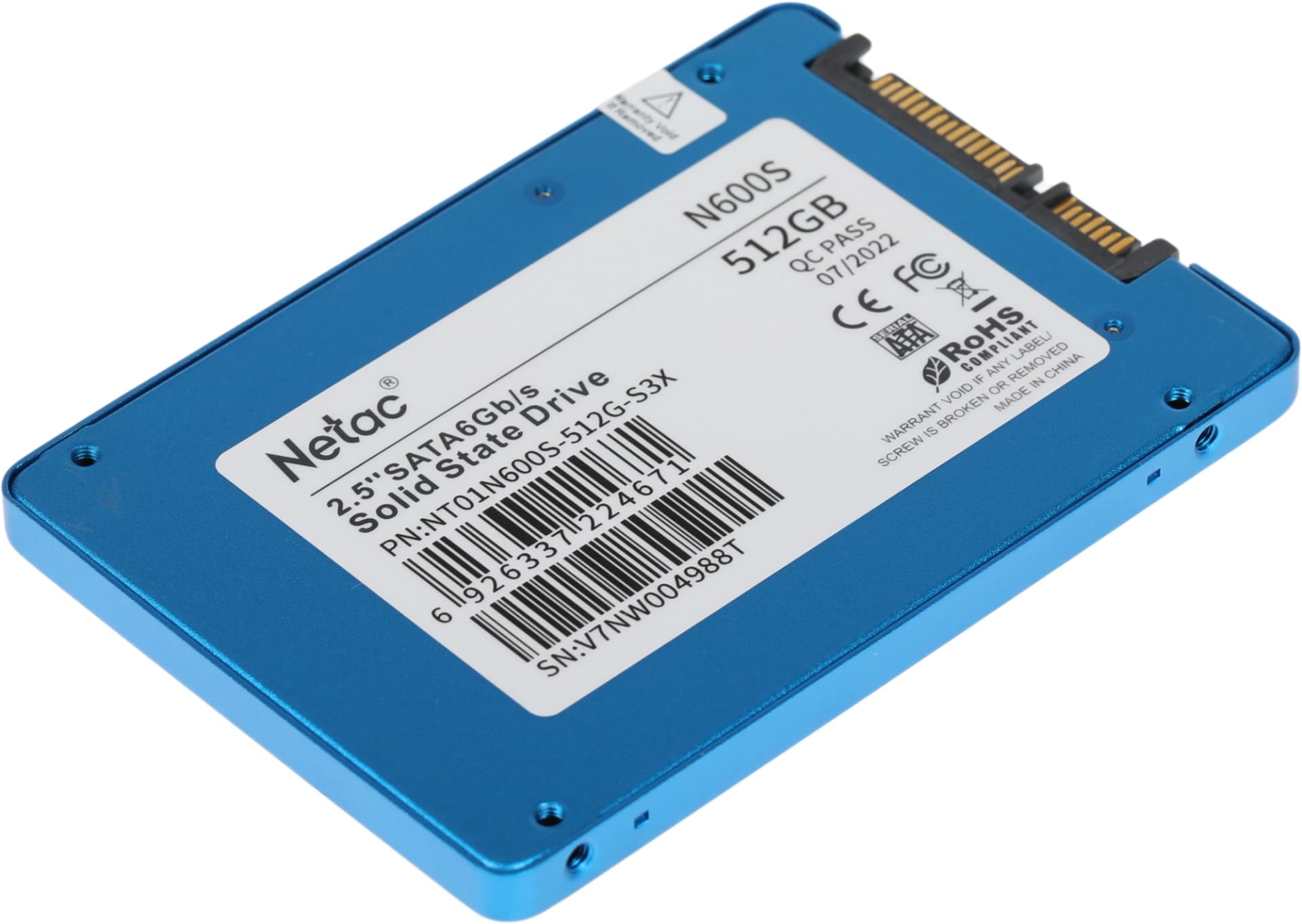 Накопитель SSD Netac SATA-III 512GB NT01N600S-512G-S3X N600S 2.5" - фото 2