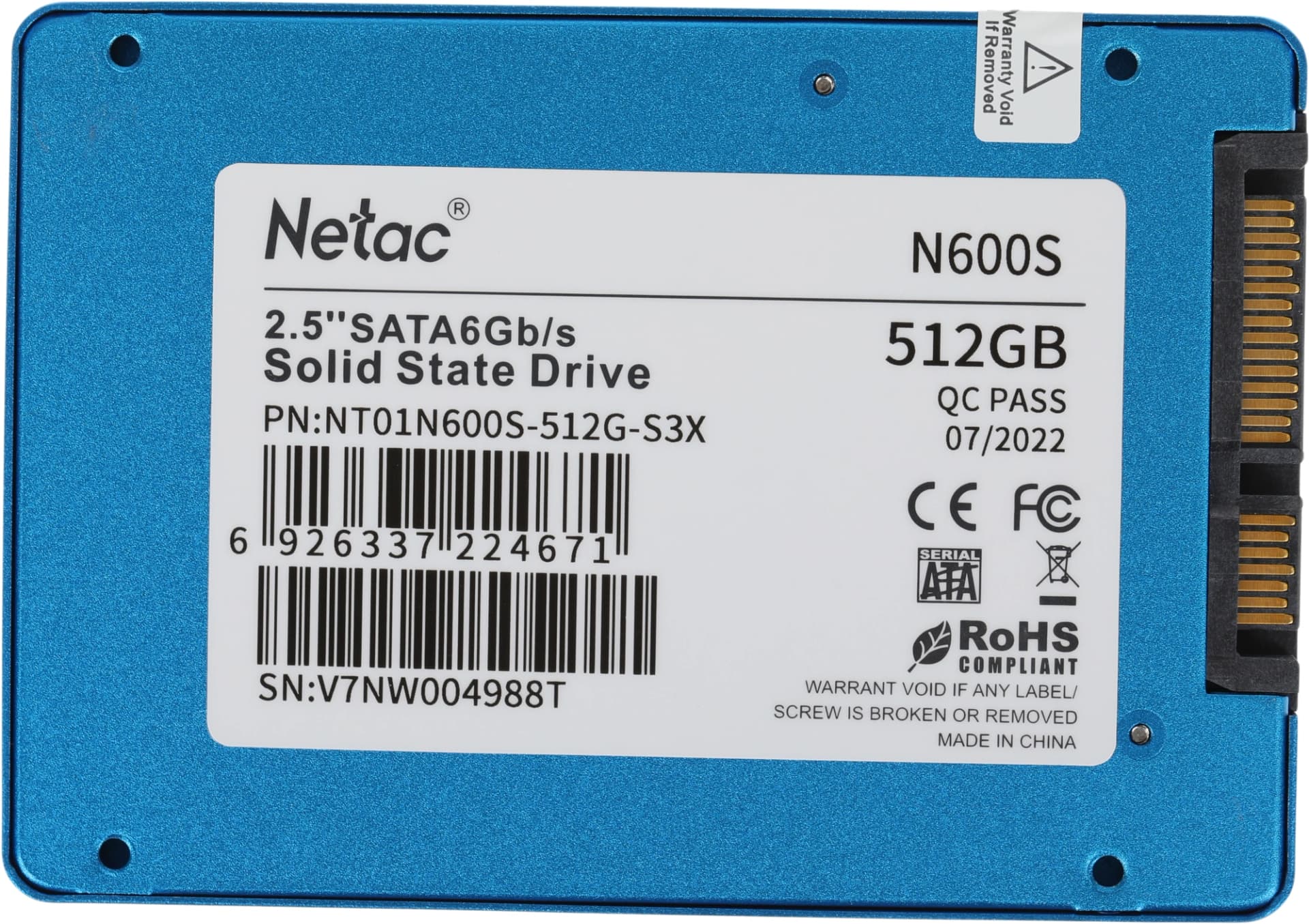 Накопитель SSD Netac SATA-III 512GB NT01N600S-512G-S3X N600S 2.5" - фото 4