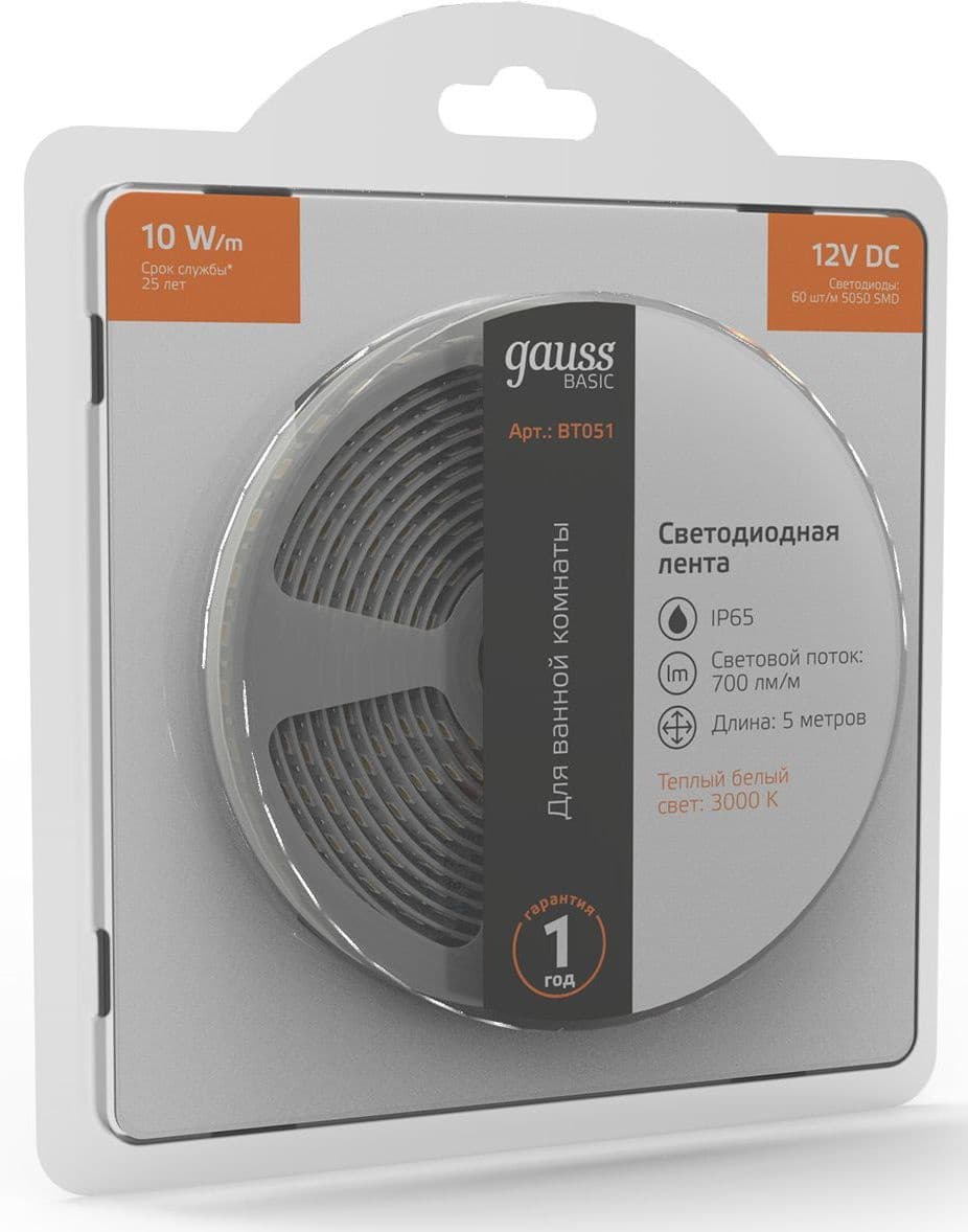 Лента светодиод. Gauss Basic 5м (BT051) - фото 3