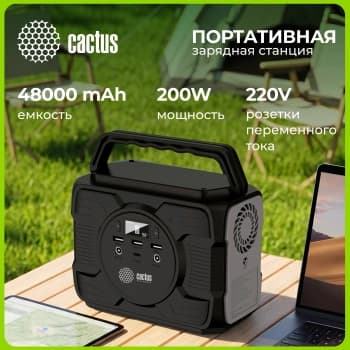 Электростанция портативная Cactus CS-PCS172 48000mAh 5A 3xUSB черный - фото 5