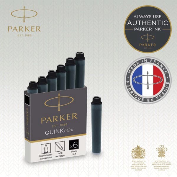 Картридж Parker Quink Z17 Mini (1950407) черные чернила для ручек перьевых (6шт) - фото 4