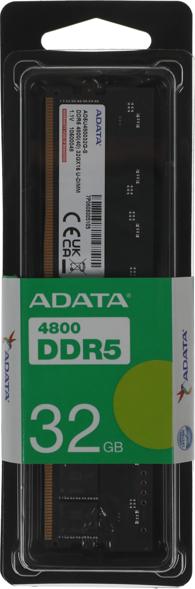 Память DDR5 32Gb 4800MHz A-Data AD5U480032G-S RTL PC5-38400 CL40 DIMM 288-pin 1.1В single rank Ret - фото 3