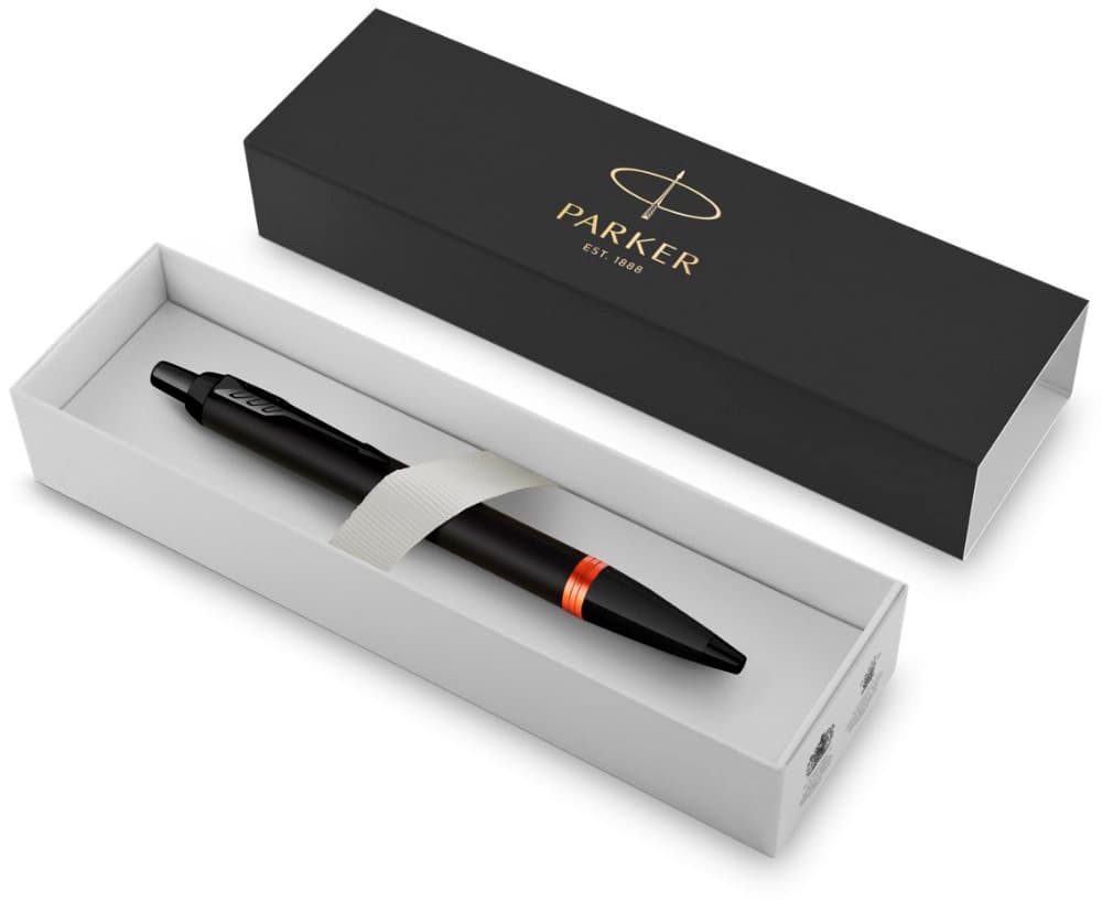 Ручка шариков. Parker IM Vibrant Rings K315 (2172946) Flame Orange PVD M син. черн. подар.кор. - фото 4