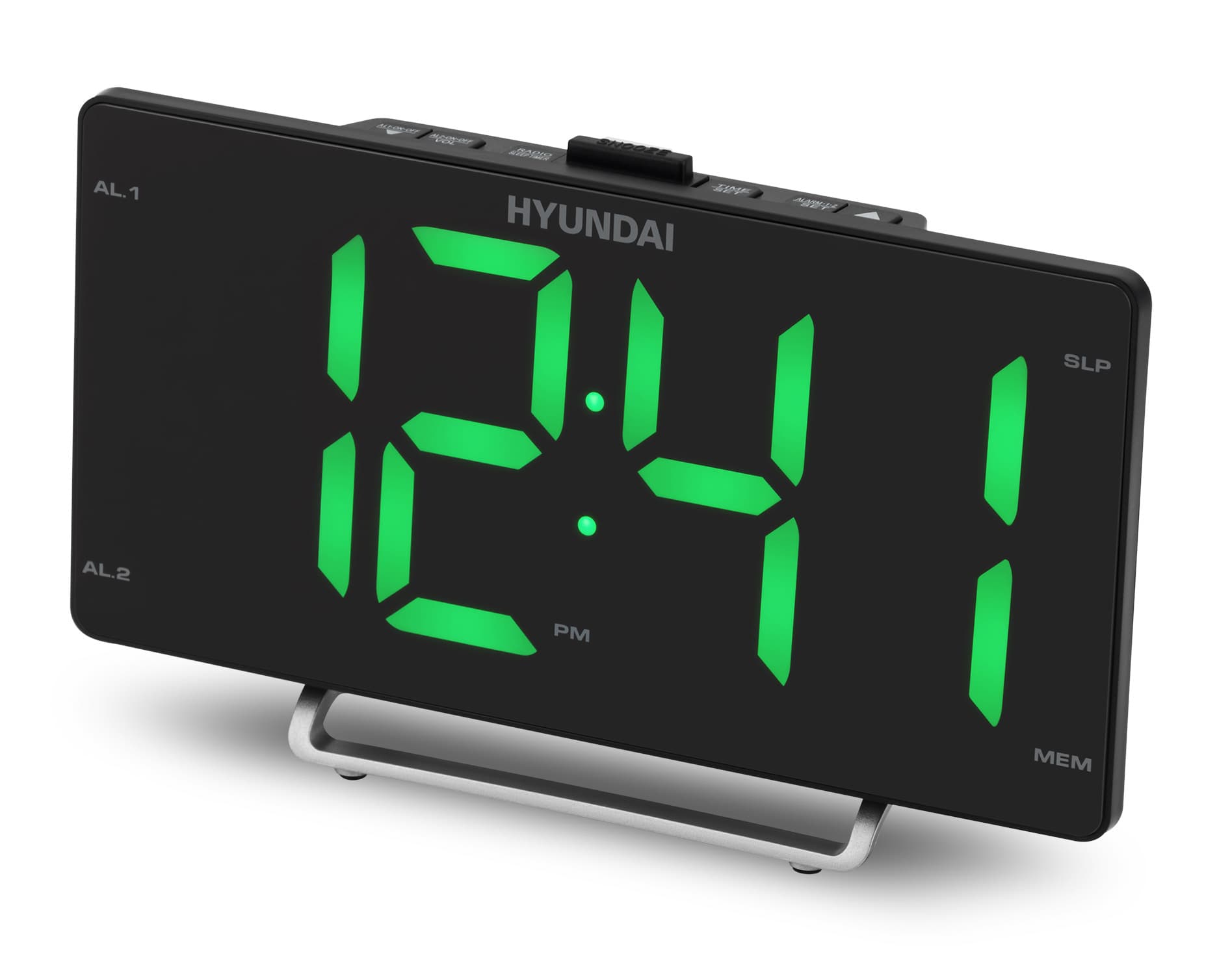 Радиобудильник Hyundai H-RCL246 черный LCD подсв:зеленая часы:цифровые FM