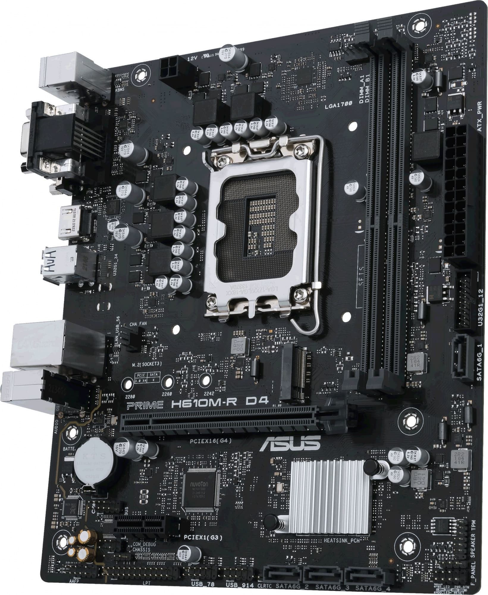 Материнская плата Asus PRIME H610M-R D4-SI Soc-1700 Intel H610 2xDDR4 mATX AC`97 8ch(7.1) GbLAN+VGA+DVI+HDMI White Box - фото 4