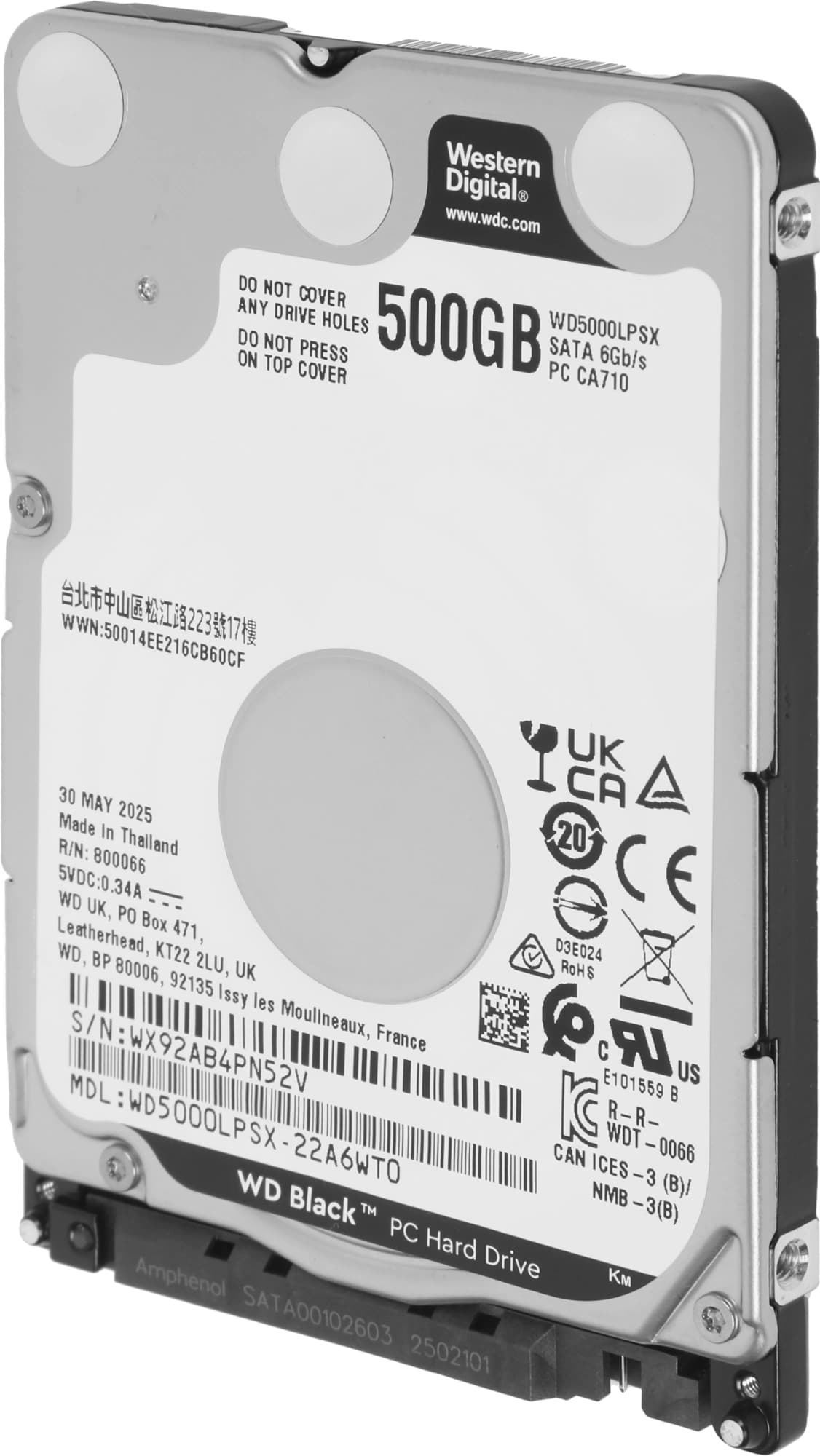 Жесткий диск WD SATA-III 500Gb WD5000LPSX Notebook Black (7200rpm) 64Mb 2.5"