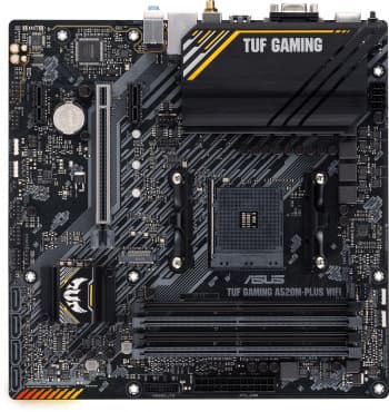 Материнская плата Asus TUF GAMING A520M-PLUS WIFI Soc-AM4 AMD A520 4xDDR4 mATX AC`97 8ch(7.1) 2xGgE RAID+VGA+HDMI+DP - фото 2