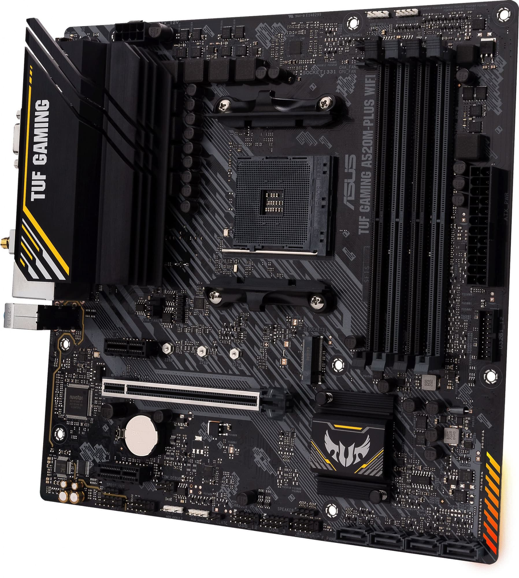 Материнская плата Asus TUF GAMING A520M-PLUS WIFI Soc-AM4 AMD A520 4xDDR4 mATX AC`97 8ch(7.1) 2xGgE RAID+VGA+HDMI+DP - фото 4