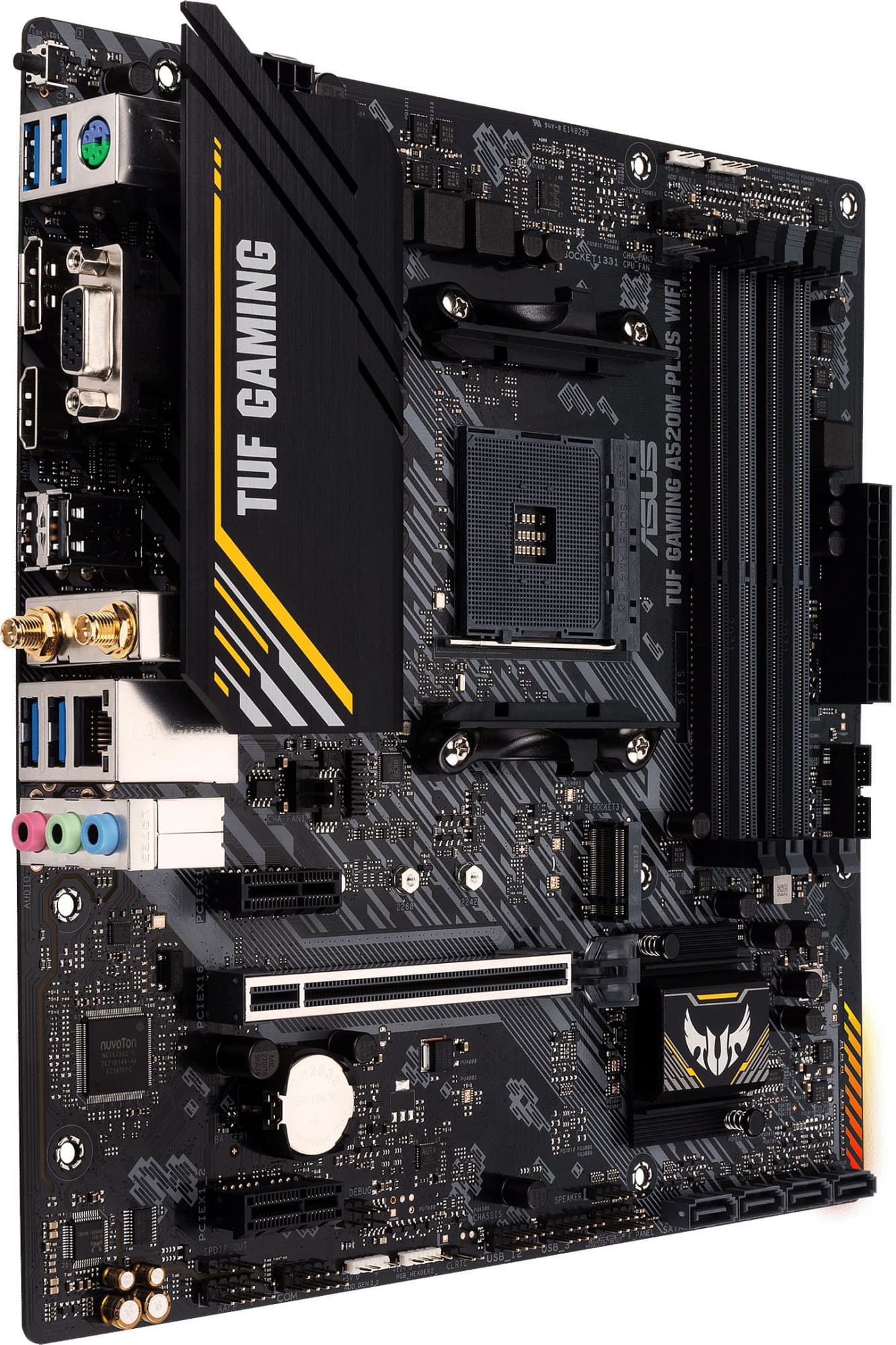 Материнская плата Asus TUF GAMING A520M-PLUS WIFI Soc-AM4 AMD A520 4xDDR4 mATX AC`97 8ch(7.1) 2xGgE RAID+VGA+HDMI+DP - фото 3