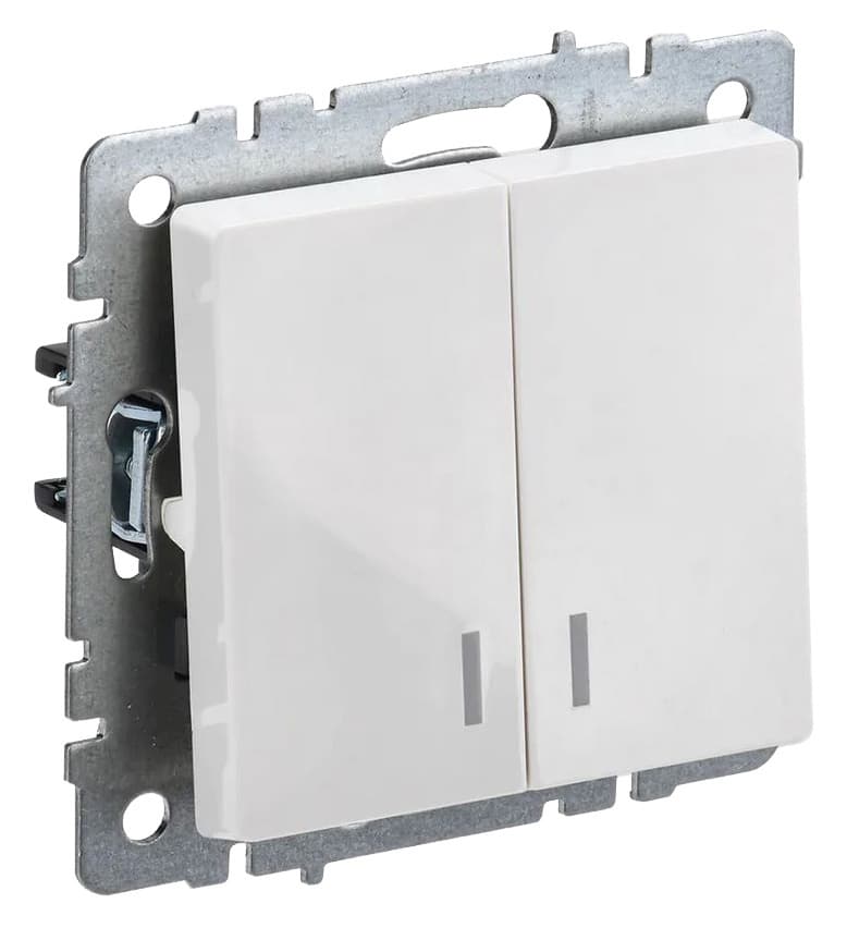 Выключатель IEK Brite ВС10-2-1-БрБ скрыт. 2кл. с подсветкой IP20 белый (упак.:1шт) (BR-V20-1-10-K01)