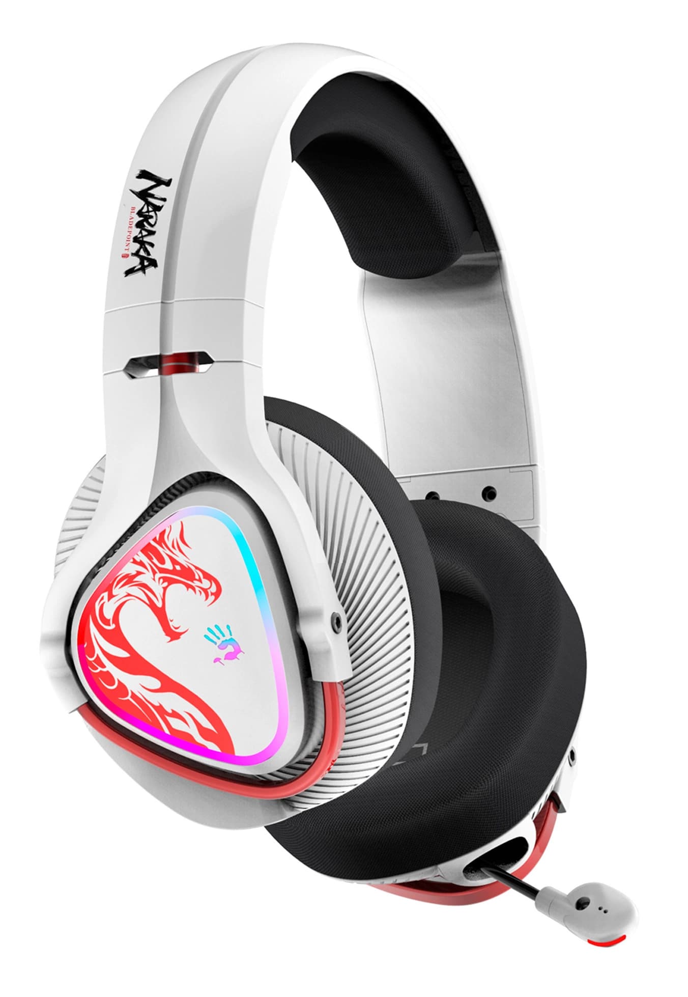 Наушники с микрофоном A4Tech Bloody MR720 белый/красный мониторные BT/Radio оголовье (MR720 NARAKA) - фото 4