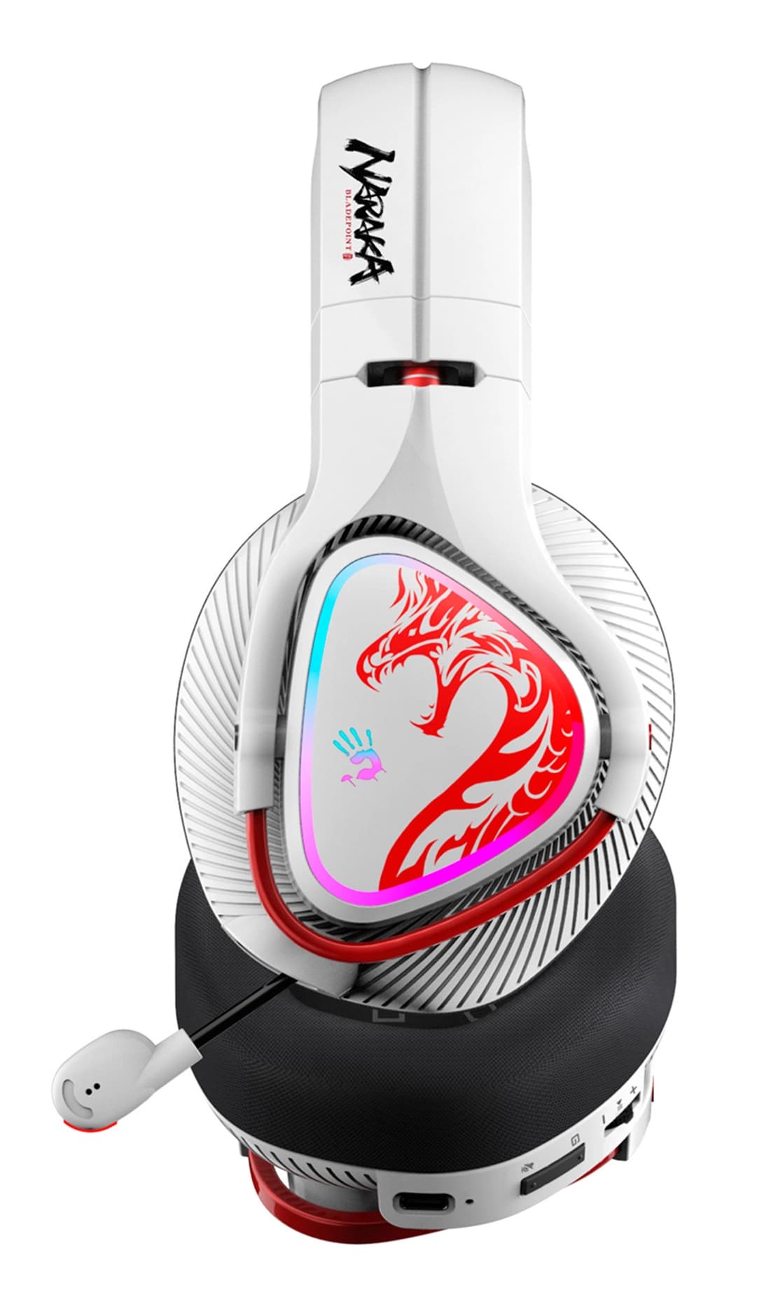 Наушники с микрофоном A4Tech Bloody MR720 белый/красный мониторные BT/Radio оголовье (MR720 NARAKA) - фото 3