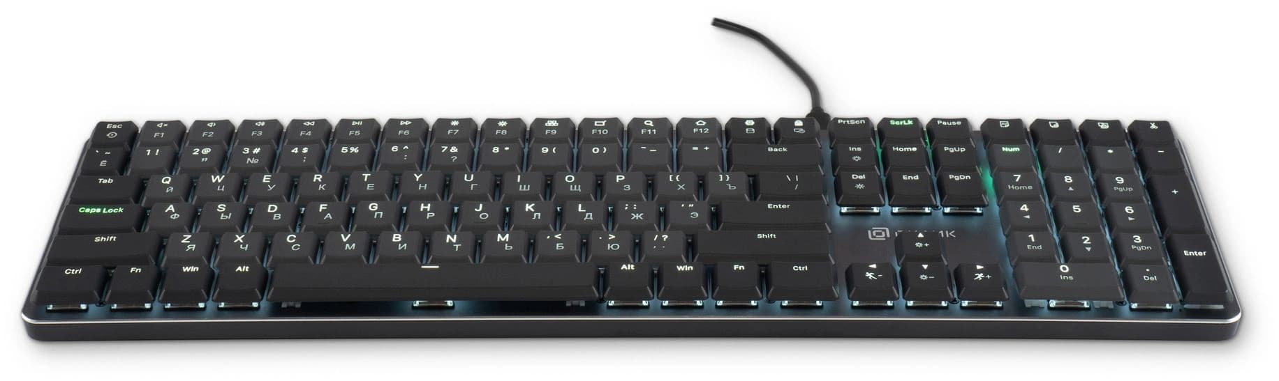 Клавиатура Оклик K953X механическая черный/серый USB Multimedia LED (1901086) кабель 1.5м - фото 5