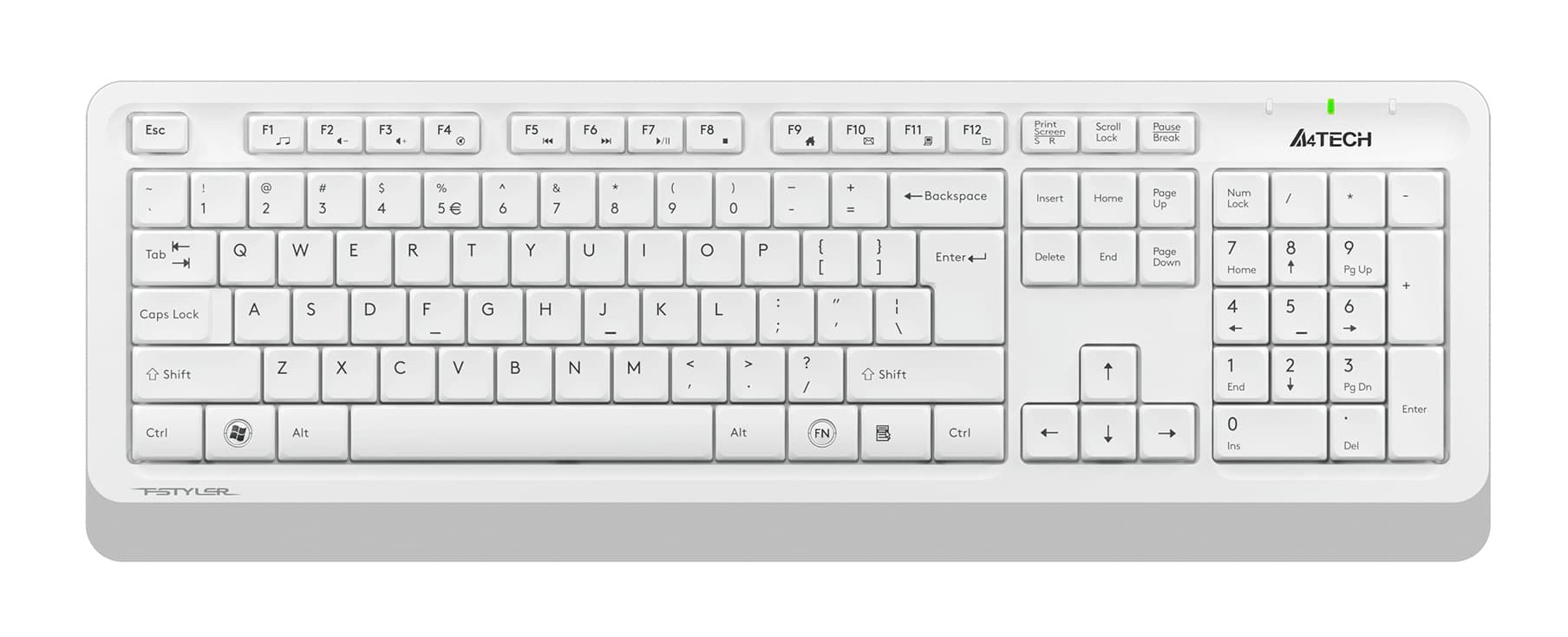 Клавиатура + мышь A4Tech Fstyler FG1010S клав:белый/серый мышь:белый/серый USB беспроводная Multimedia (FG1010S WHITE) - фото 4