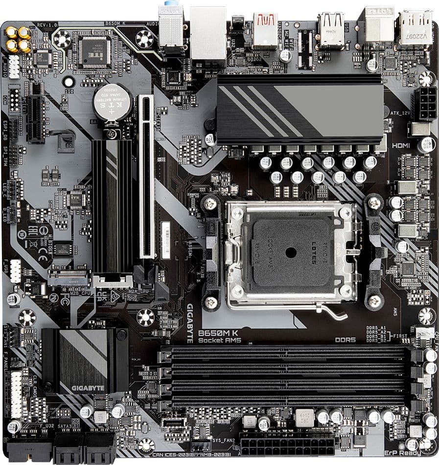 Материнская плата Gigabyte B650M K Socket AM5 AMD B650 4xDDR5 mATX AC`97 8ch(7.1) 2.5Gg RAID+HDMI - фото 4