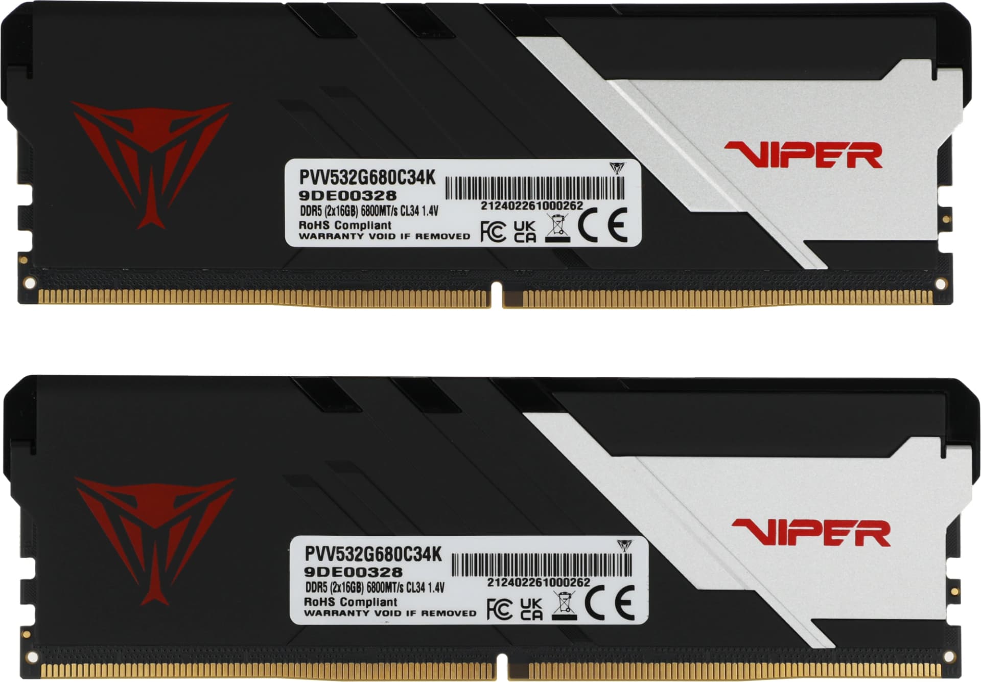 Память DDR5 2x16Gb 6800MHz Patriot PVV532G680C34K Viper Venom RTL Gaming PC5-54400 CL34 DIMM 288-pin 1.4В с радиатором Ret - фото 2