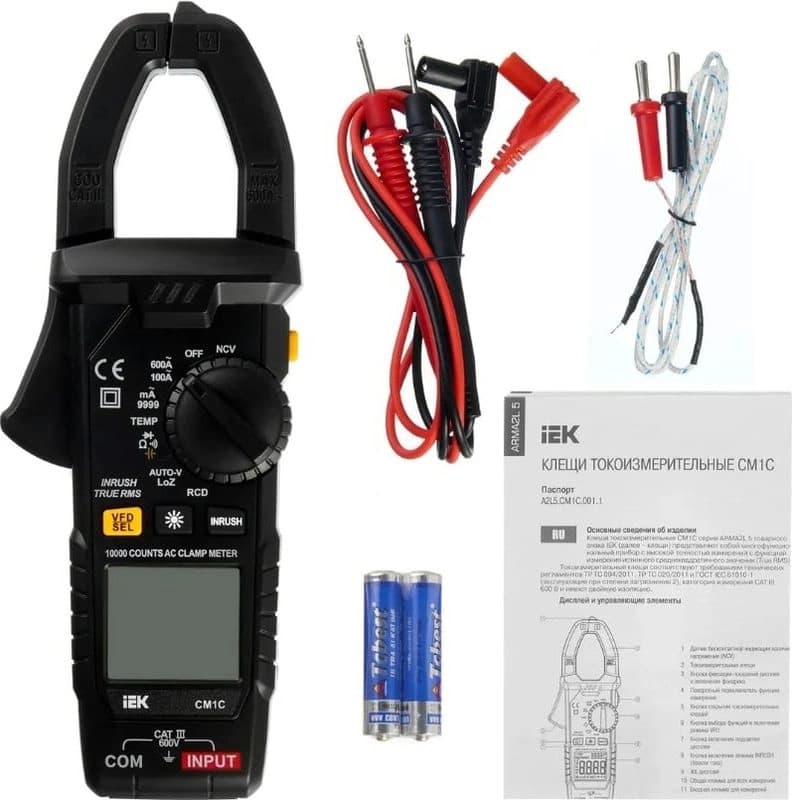 Клещи токоизмерительные IEK ARMA2L 5 CM1C цифр. измер.ток:переменный черный (A2L5-CM13-01) - фото 5