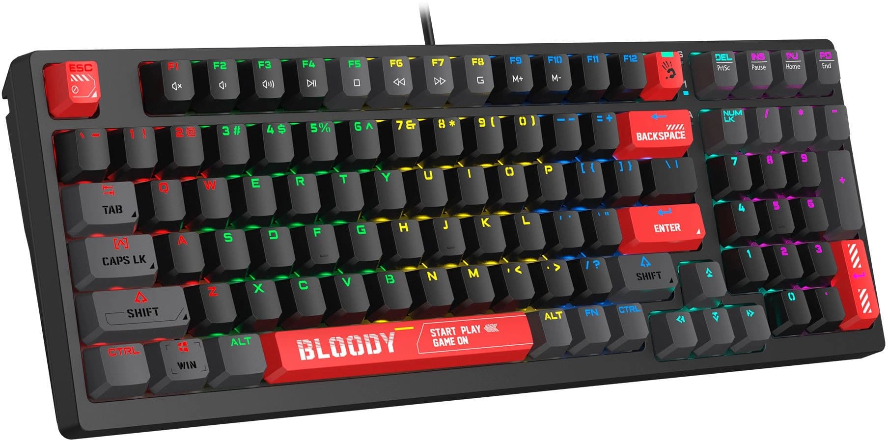 Клавиатура A4Tech S98 механическая красный/красный USB for gamer LED (S98 RED) кабель 1.8м - фото 4