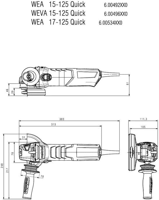 Углошлифовальная машина Metabo WEV 17-125 Quick 1700Вт 11000об/мин рез.шпин.:M14 d=125мм (600516000) - фото 5