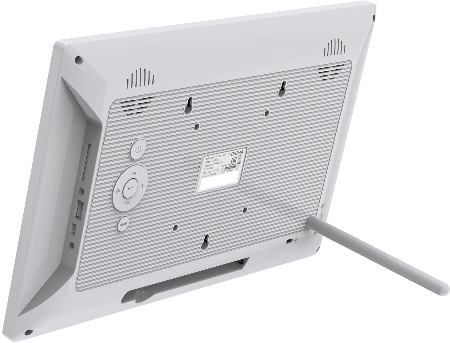 Фоторамка Digma 13.3" PF-1300 IPS 1920x1080 белый пластик ПДУ Видео - фото 5