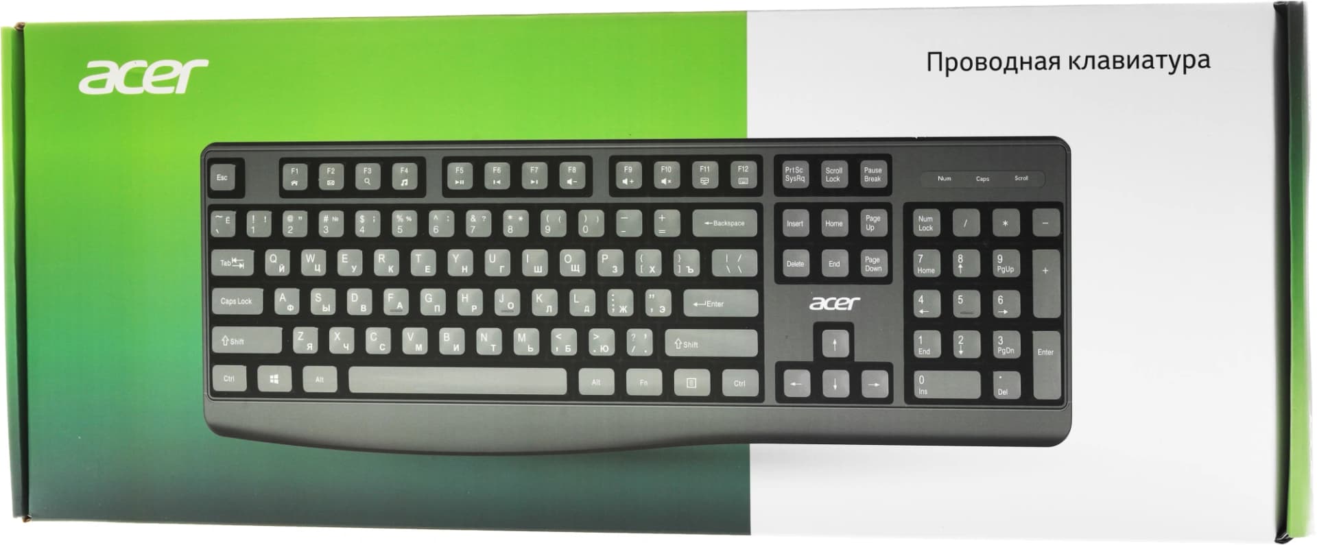 Клавиатура Acer OKW301 черный USB (ZL.KBDCC.01A) кабель 1.8м - фото 1
