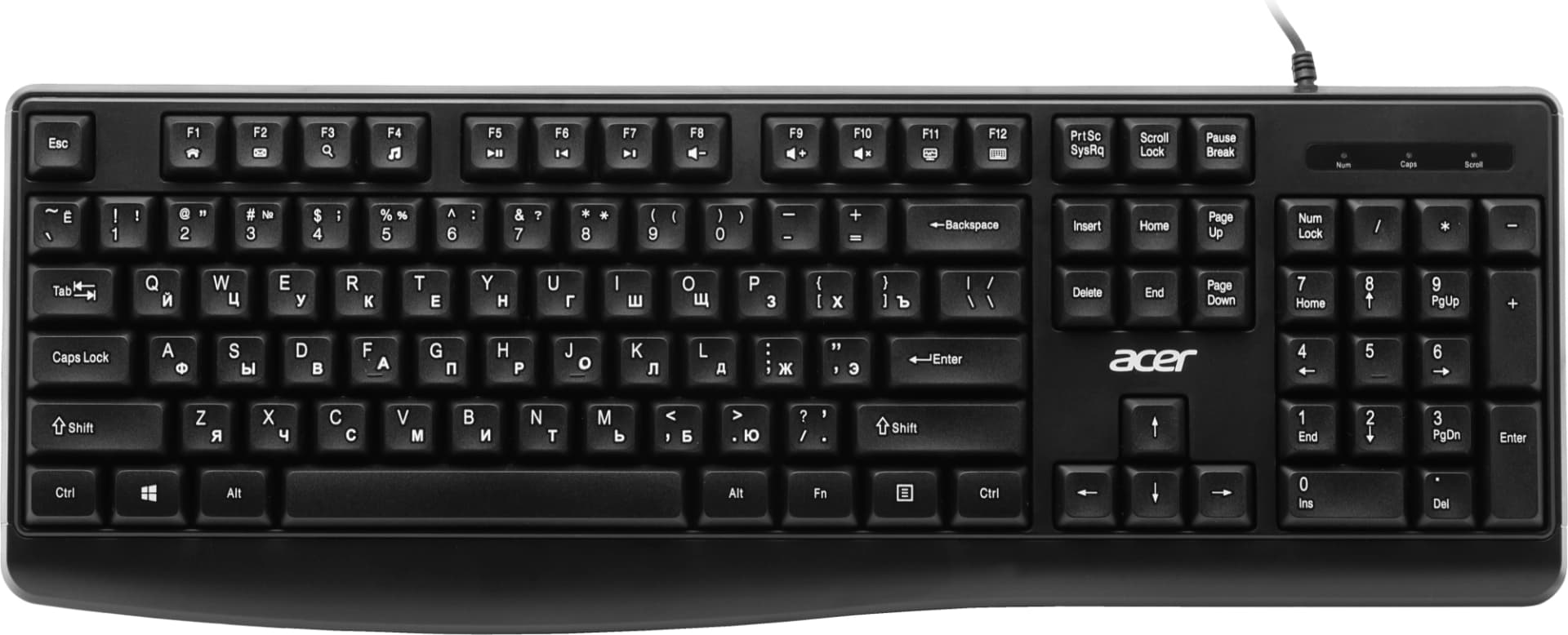 Клавиатура Acer OKW301 черный USB (ZL.KBDCC.01A) кабель 1.8м