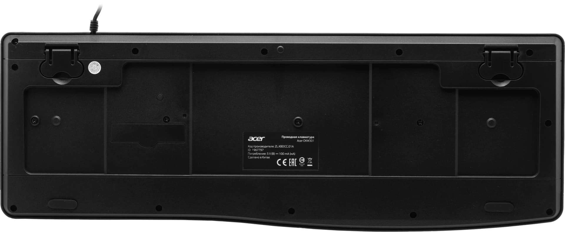 Клавиатура Acer OKW301 черный USB (ZL.KBDCC.01A) кабель 1.8м - фото 2