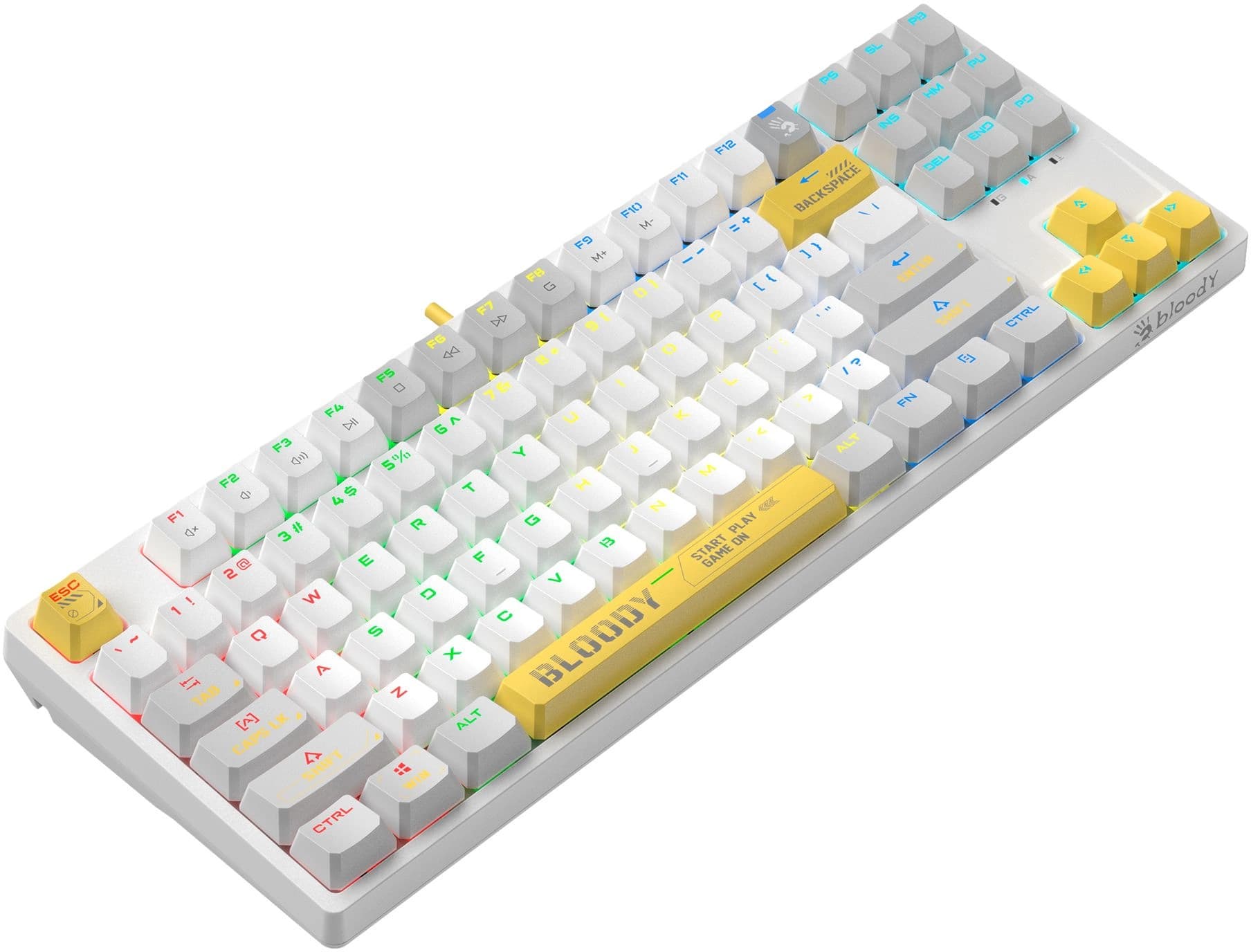 Клавиатура A4Tech S87 Energy механическая белый USB for gamer LED (S87 USB ENERGY WHITE) кабель 1.8м - фото 4