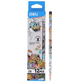 Набор карандашей ч/г Deli EU53300 Arti Graff 2B шестигран. тополь рисунок кор.европод. (12шт) - фото 2