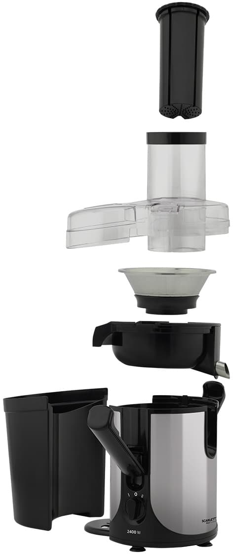 Соковыжималка центробежная Scarlett MaxPower SC-JE50S61 2400Вт рез.сок.:1000мл. серебристый/черный - фото 4