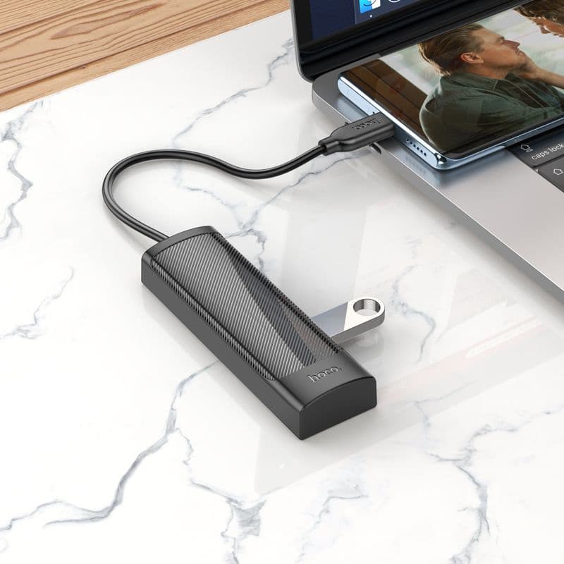Разветвитель USB-C Hoco HB41 Type-C 4порт. черный - фото 4