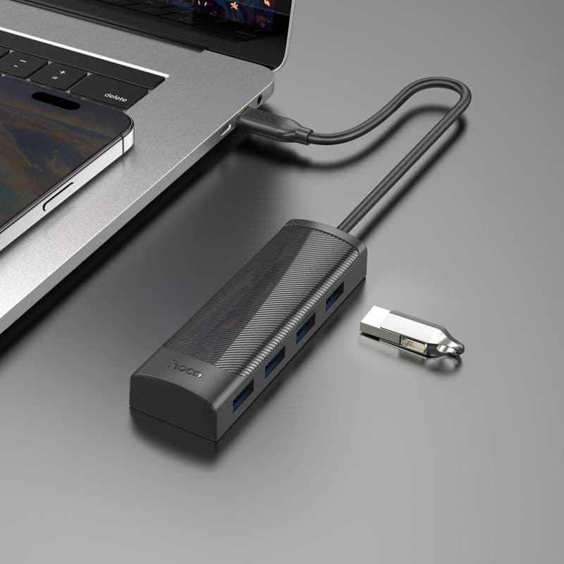 Разветвитель USB-C Hoco HB41 Type-C 4порт. черный - фото 5