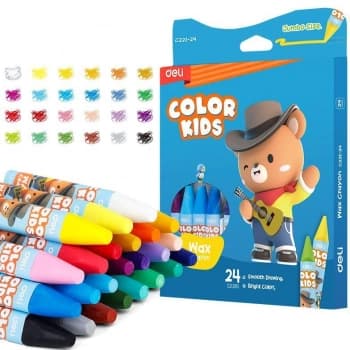 Восковые мелки Deli EC221-24 Color Kids трехгр. 24цв. (24шт) дл.75мм д.11мм картон.кор./европод. - фото 2