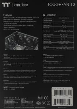 Вентилятор для корпуса Thermaltake Toughfan 12 120х120x25 черный 4-pin 22.3дБ (CL-F117-PL12BL-A) Ret - фото 5