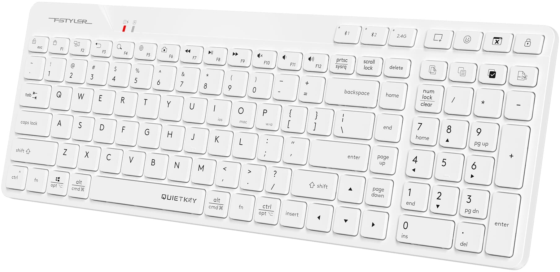 Клавиатура A4Tech FBK27C AS белый USB беспроводная BT/Radio slim Multimedia - фото 3