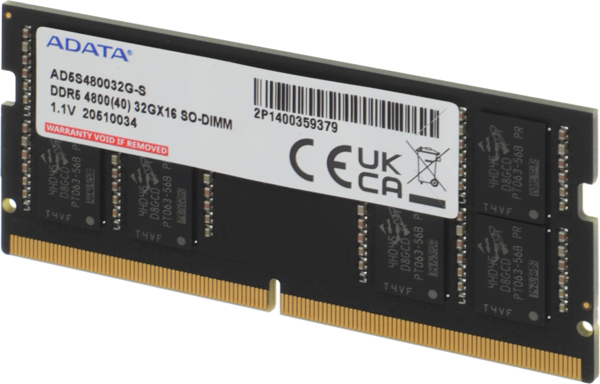 Память DDR5 32GB 4800MHz A-Data AD5S480032G-S RTL PC4-38400 CL40 SO-DIMM 262-pin 1.1В single rank Ret - фото 3