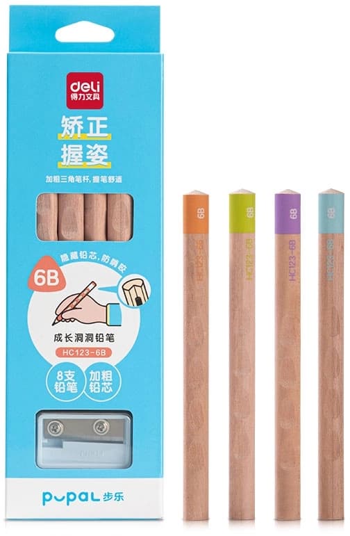 Карандаш ч/г Deli HC123-6B Pupal 6В коробка + точилка