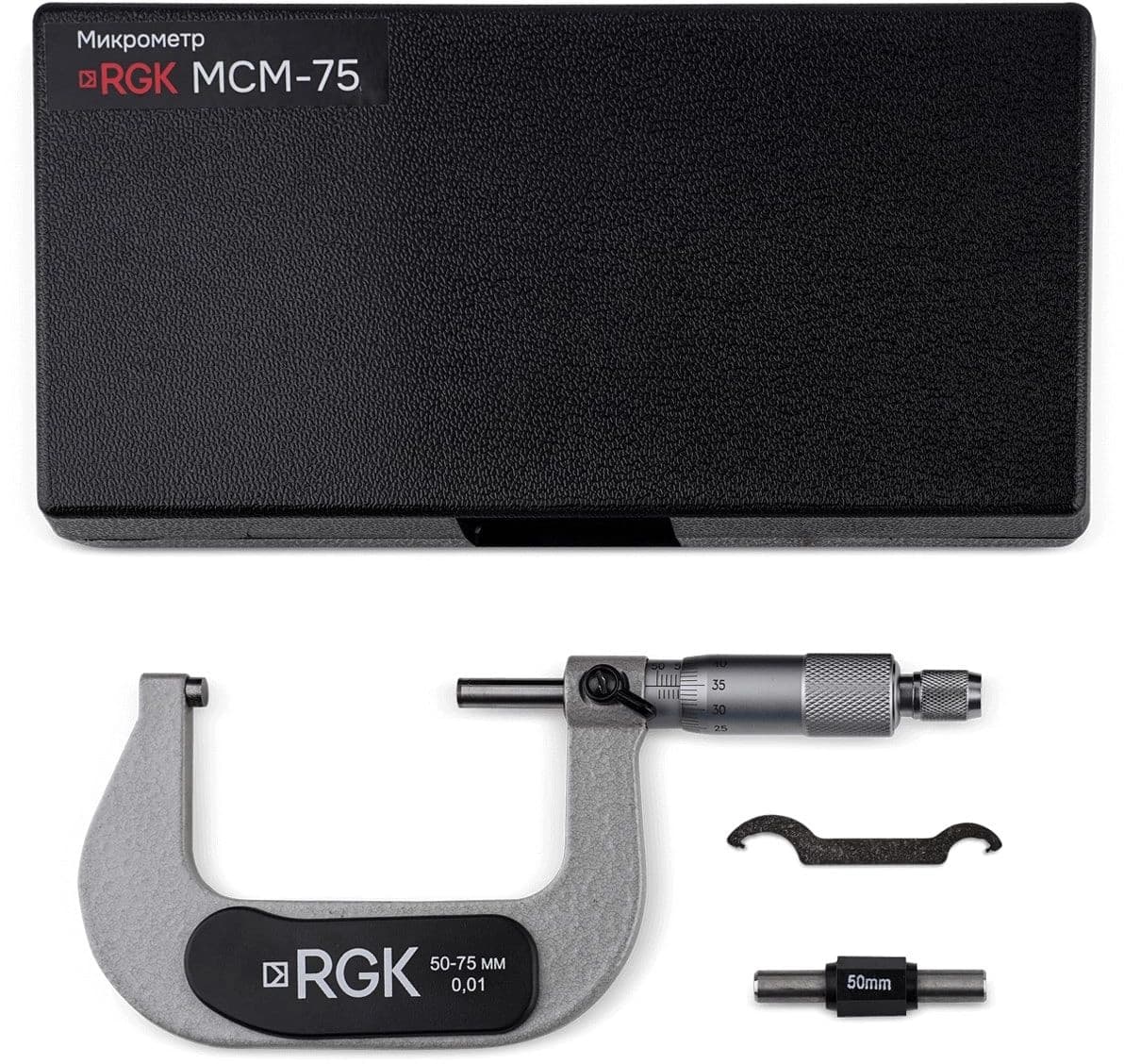 Микрометр RGK MCM-75 гладкий (МК) разм.шага 0.01мм серый черный (756983) - фото 4