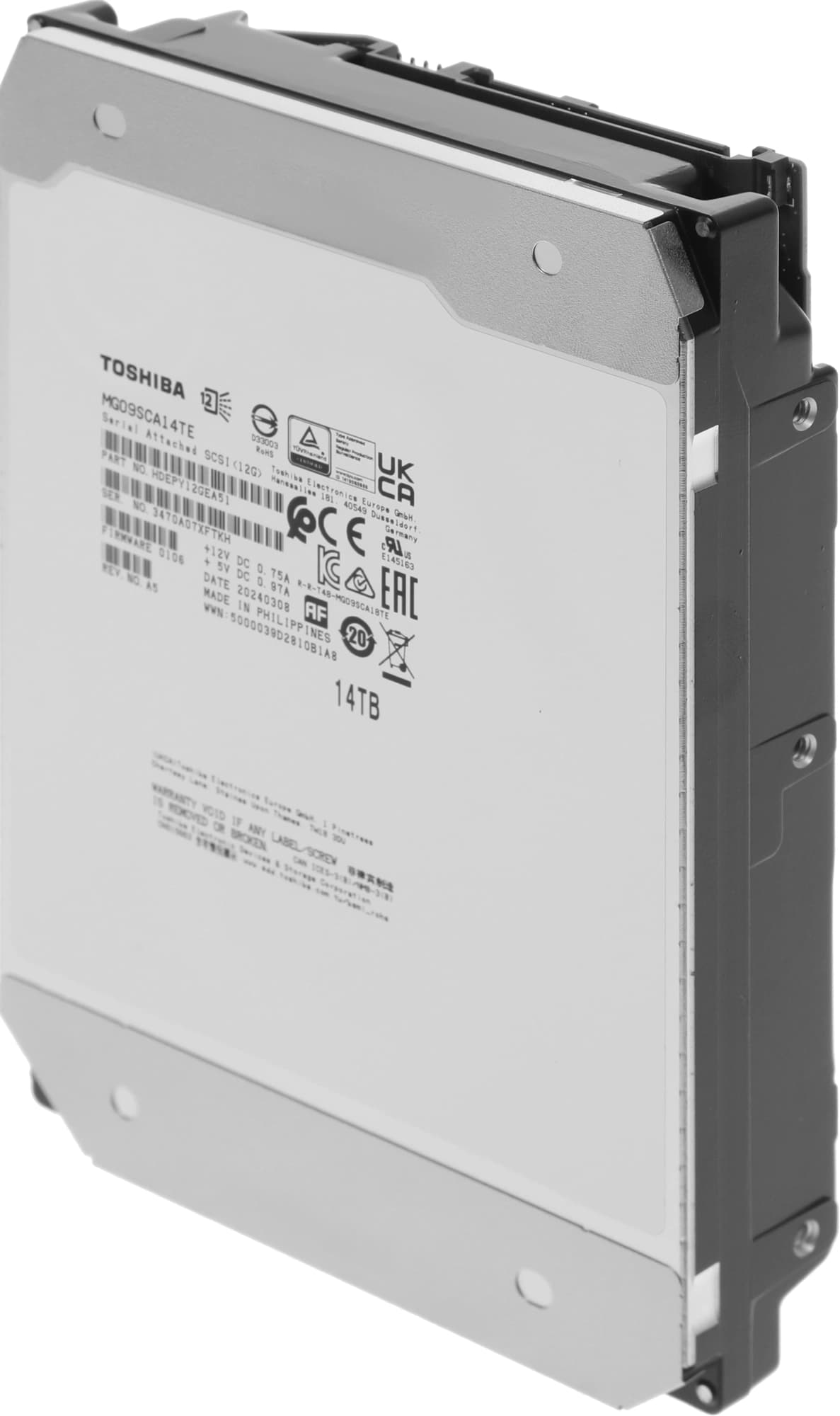 Жесткий диск Toshiba SAS 3.0 14TB MG09SCA14TE Server Enterprise Capacity (7200rpm) 512Mb 3.5" Bulk - фото 4