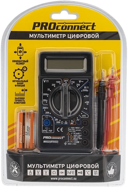 Мультиметр PROconnect M832 DT832 цифровой черный (13-3012) - фото 5