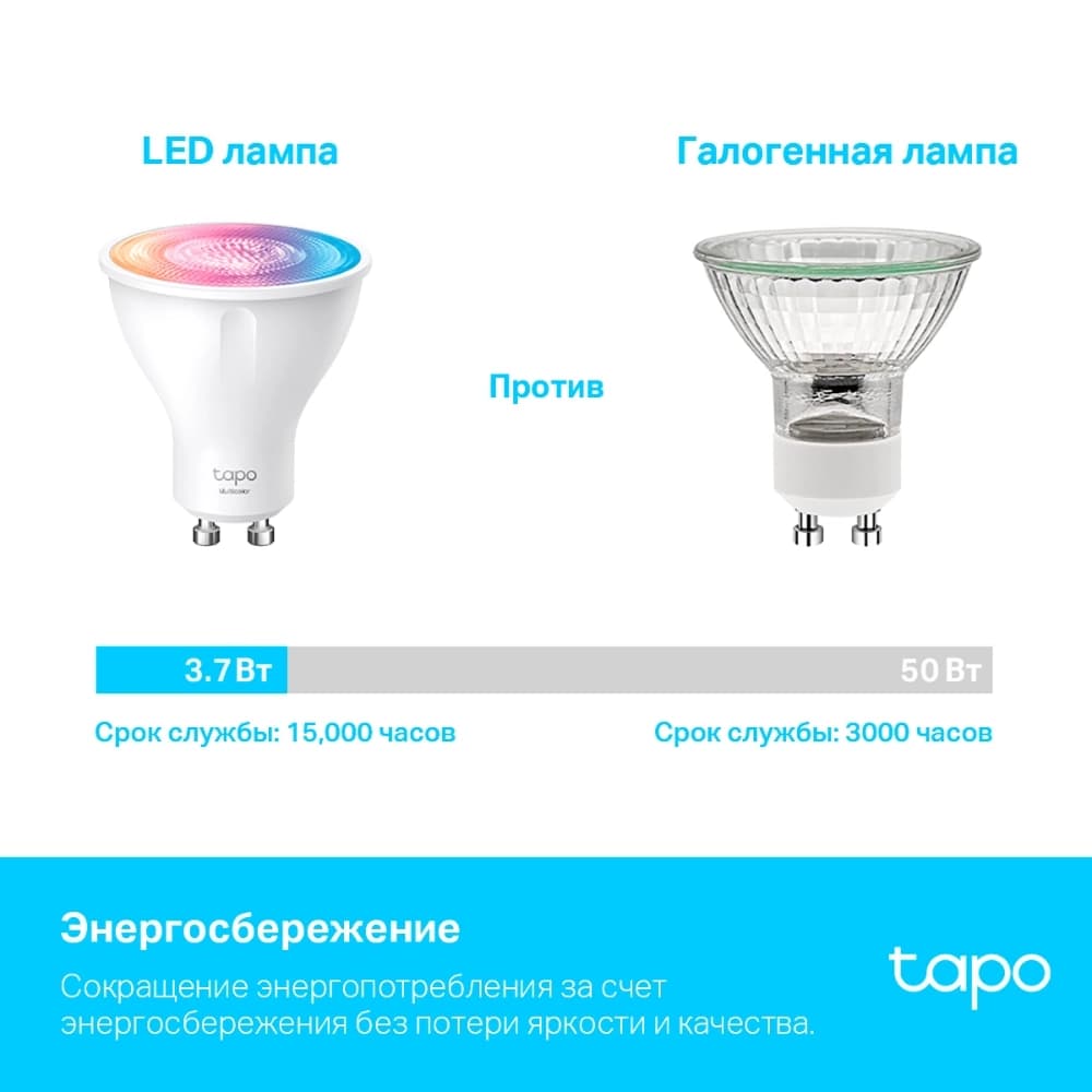 Умная лампа TP-Link Tapo L630 GU10 3.7Вт 350lm Wi-Fi (упак.:1шт) - фото 4