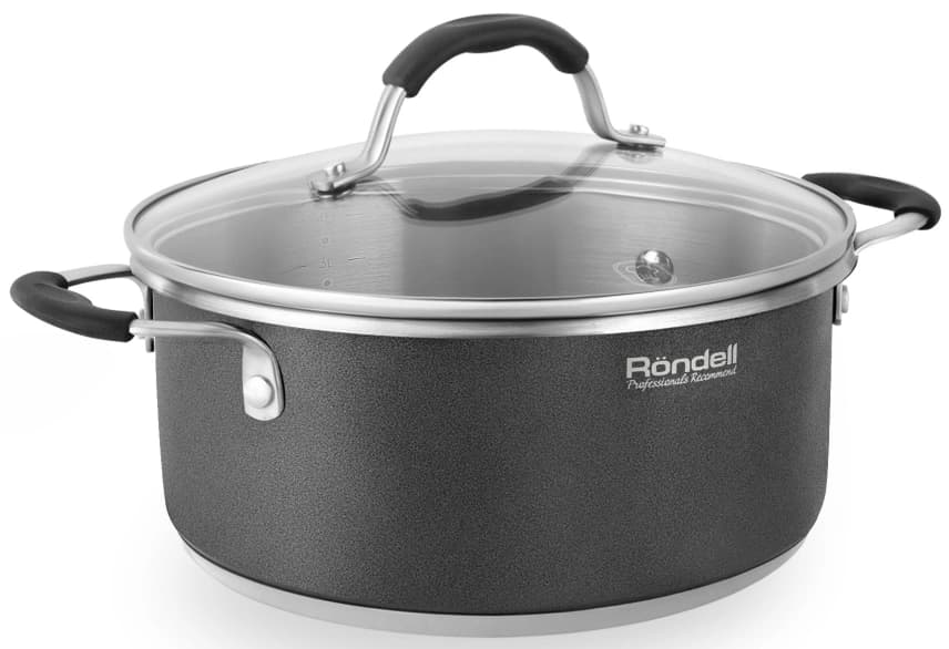 Кастрюля Rondell Stern RDS-019 4.7л. d=24см (с крышкой) т.серый - фото 3